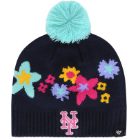 Youth Girls New York Mets '47 Buttercup Knit Beanie with Pom - Navy