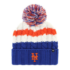 Women's New York Mets '47 Ashfield Cuffed Knit Hat with Pom - White/Royal