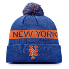 Adult Men's New York Mets Fanatics Branded League Logo Cuffed Knit Hat with Pom - Royal/Orange