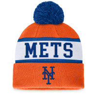 Adult Men's New York Mets Fanatics Branded Secondary Cuffed Knit Hat with Pom - Orange/White