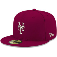 Adult Men's New York Mets New Era White Logo 59FIFTY Fitted Hat - Cardinal 