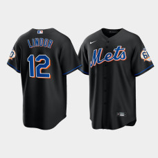 Men's New York Mets Francisco Lindor 60th Anniversary Replica Black Jersey