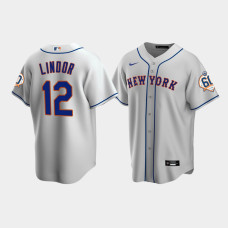 Men's New York Mets Francisco Lindor 60th Anniversary Replica Gray Jersey