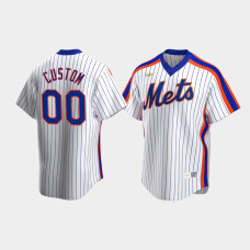 Men's New York Mets #00 Custom Cooperstown Collection Home Nike White Jersey