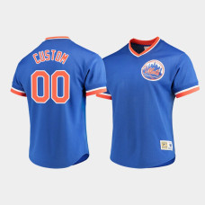 Men's New York Mets #00 Custom Royal Cooperstown Collection Mesh V-Neck Jersey