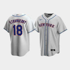 Men's New York Mets #18 Darryl Strawberry Gray Replica Nike Road Jersey