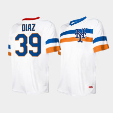 Men's New York Mets #39 Edwin Diaz Cooperstown Collection V-Neck White Jersey