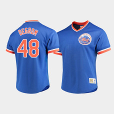 Men's New York Mets #48 Jacob deGrom Royal Cooperstown Collection Mesh V-Neck Jersey