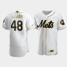 Men's New York Mets Jacob deGrom #48 White Golden Edition Authentic Jersey