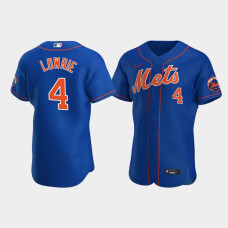 Men's New York Mets #4 Jed Lowrie Royal Authentic Team Logo 2020 Alternate Jersey