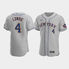 Men's New York Mets #4 Jed Lowrie Gray Authentic 2020 Road Jersey