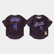 Men's New York Mets Jed Lowrie #4 Charcoal BAPE x Mitchell & Ness Jersey
