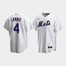 Men's New York Mets #4 Jed Lowrie White Replica Nike Home Jersey
