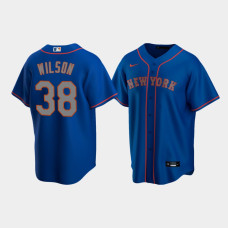 Men's New York Mets #38 Justin Wilson Royal Replica Nike Alternate Road Jersey