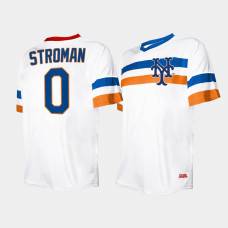 Men's New York Mets #0 Marcus Stroman Cooperstown Collection V-Neck White Jersey