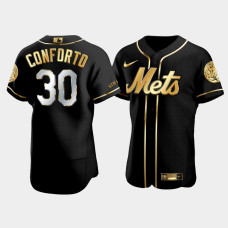 Men's New York Mets Michael Conforto #30 Black Golden Edition Authentic Jersey