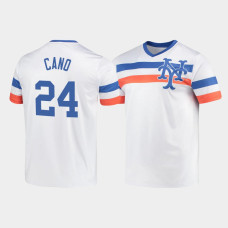 Men's New York Mets Robinson Cano #24 White Cooperstown Collection V-Neck Jersey