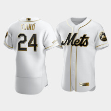 Men's New York Mets Robinson Cano #24 White Golden Edition Authentic Jersey