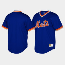 Youth New York Mets Cooperstown Collection Mesh Wordmark V-Neck Royal Mitchell & Ness Jersey