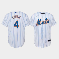 Youth New York Mets Jed Lowrie #4 White Replica Nike Home Jersey